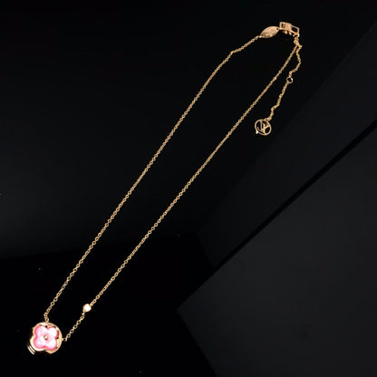 [⭐Sparkve]COLOR BLOSSOM PINK MOP SUN GOLD NECKLACE