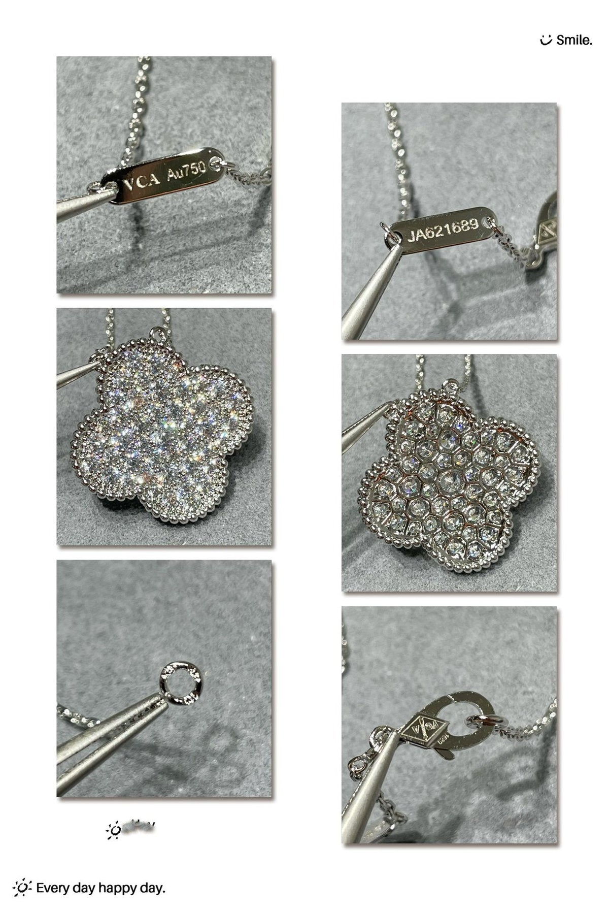 [⭐Sparkve]CLOVER 25MM LARGE PENDANT DIAMOND PAVED SILVER NECKLACE
