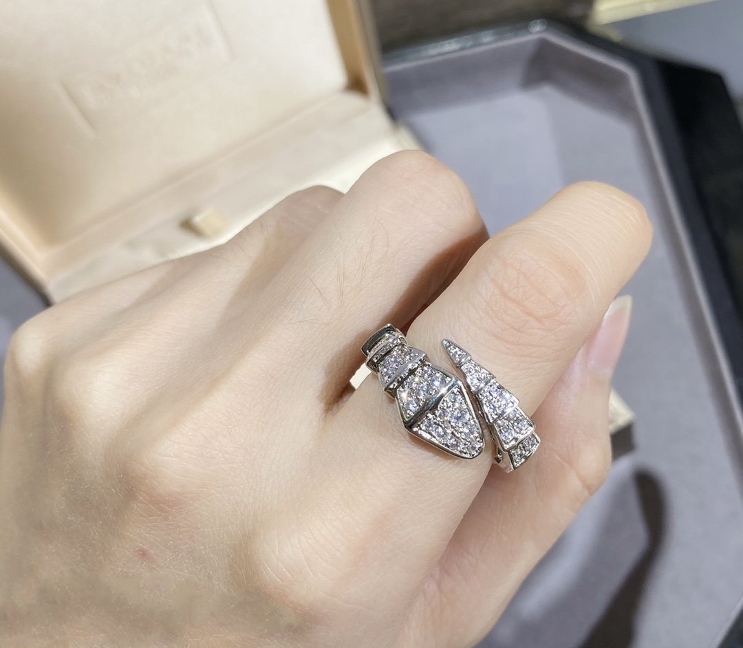 [⭐Sparkve]SERPENTI LARGE RING SILVER DIAMOND PAVED