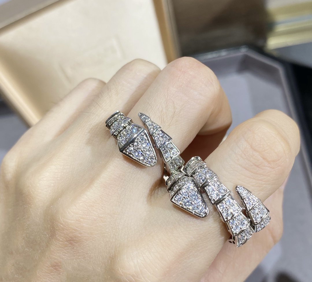 [⭐Sparkve]SERPENTI LARGE RING SILVER DIAMOND PAVED