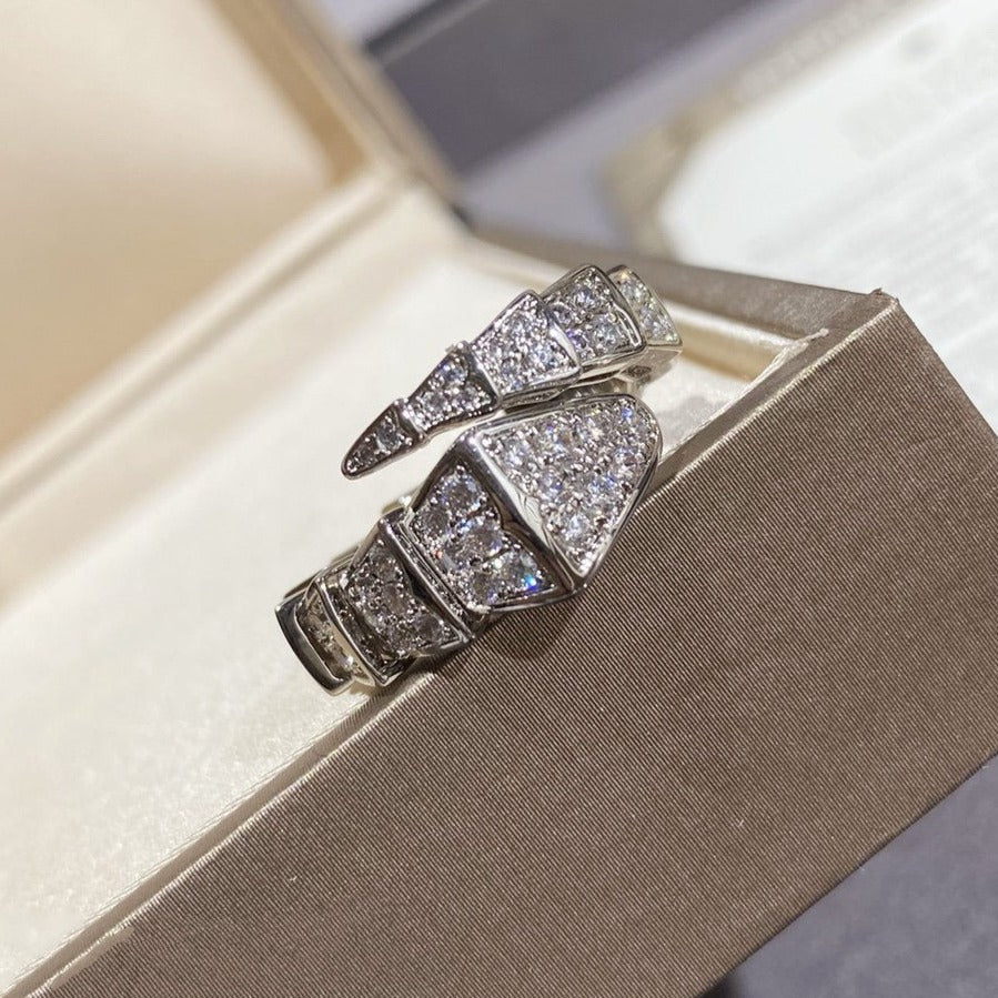 [⭐Sparkve]SERPENTI LARGE RING SILVER DIAMOND PAVED
