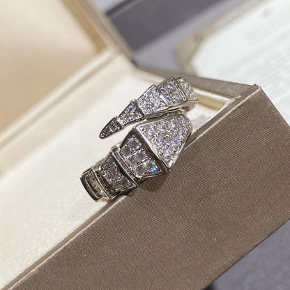 [⭐Sparkve]SERPENTI LARGE RING SILVER DIAMOND PAVED