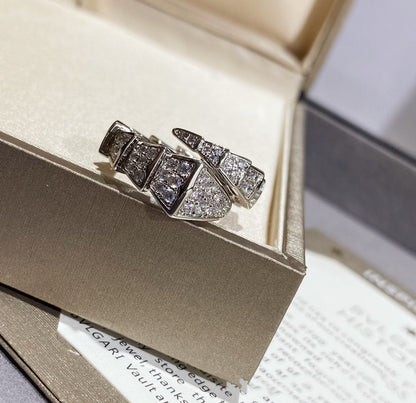 [⭐Sparkve]SERPENTI LARGE RING SILVER DIAMOND PAVED