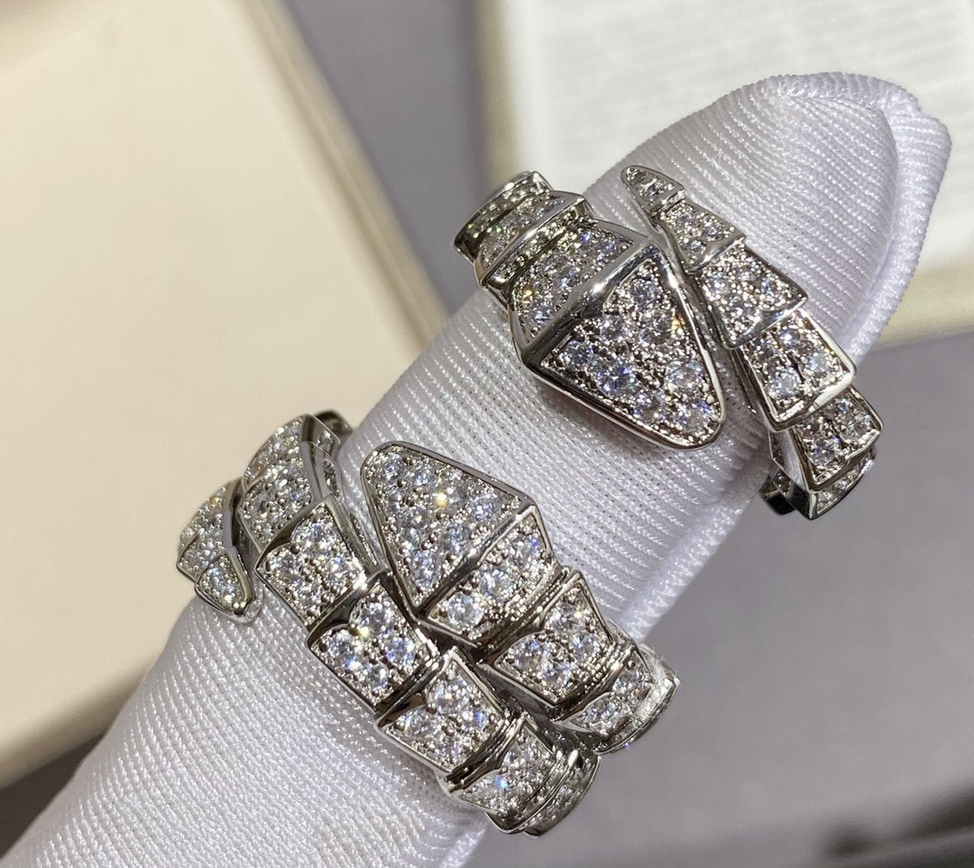 [⭐Sparkve]SERPENTI LARGE RING SILVER DIAMOND PAVED