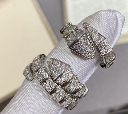 [⭐Sparkve]SERPENTI LARGE RING SILVER DIAMOND PAVED