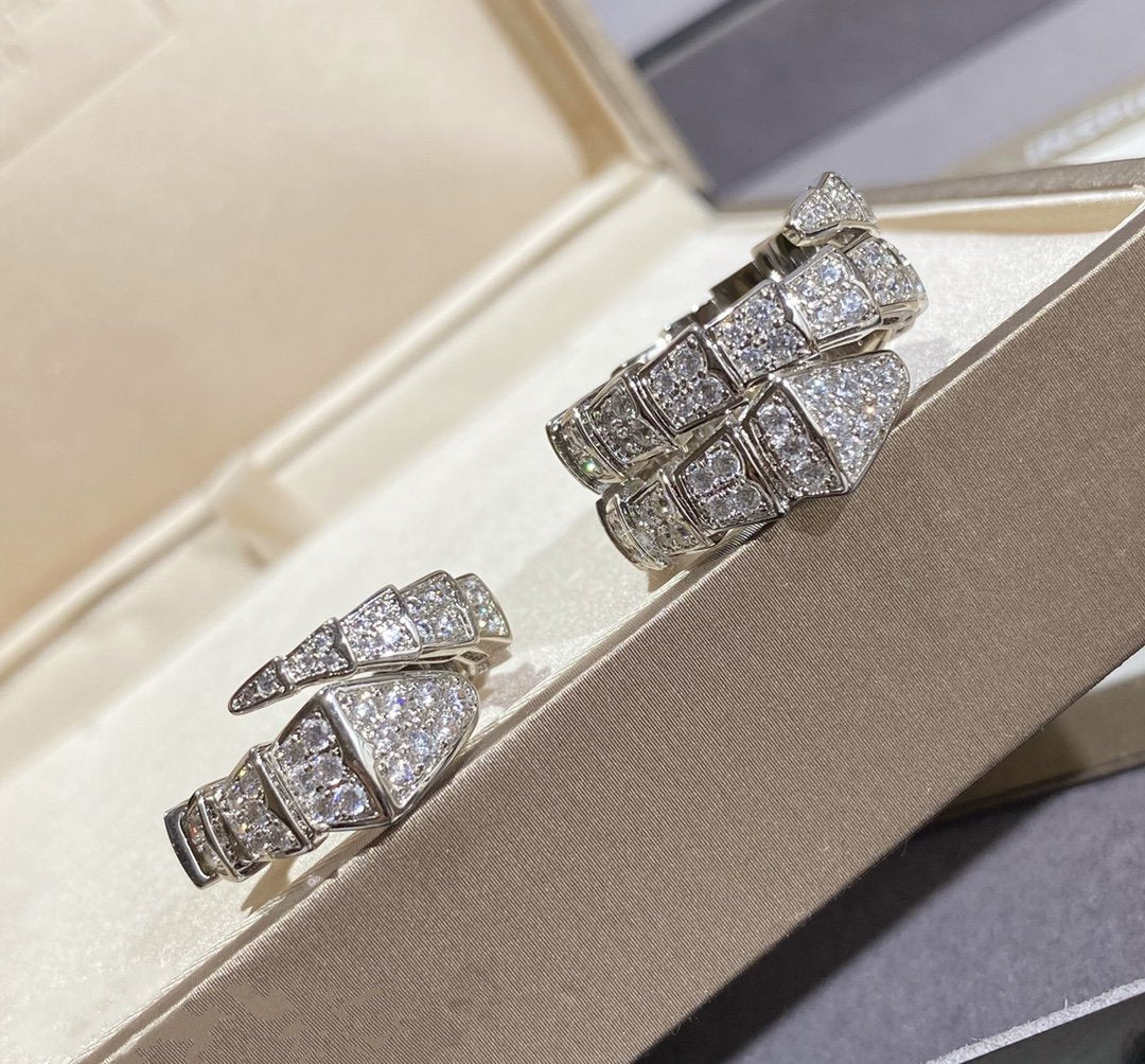 [⭐Sparkve]SERPENTI LARGE RING SILVER DIAMOND PAVED