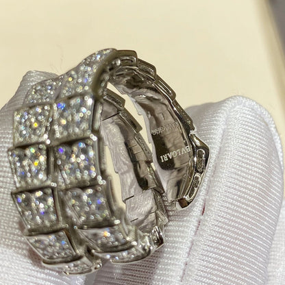 [⭐Sparkve]SERPENTI DOUBLE RING SILVER DIAMOND PAVED
