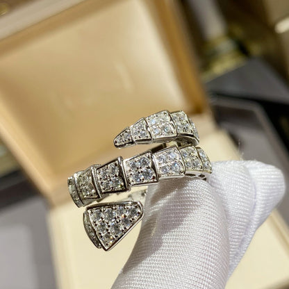[⭐Sparkve]SERPENTI DOUBLE RING SILVER DIAMOND PAVED