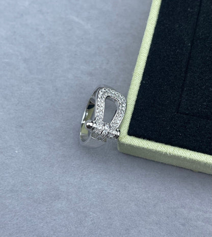 [⭐Sparkve]Wide Hoof-Shaped Diamond-Studded Ring