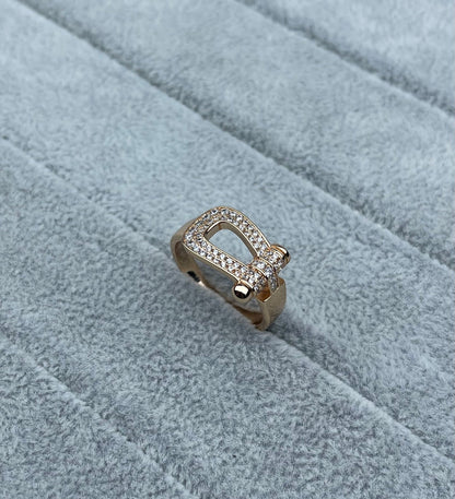 [⭐Sparkve]Wide Hoof-Shaped Diamond-Studded Ring