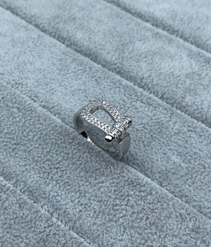 [⭐Sparkve]Wide Hoof-Shaped Diamond-Studded Ring