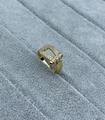 [⭐Sparkve]Wide Hoof-Shaped Diamond-Studded Ring