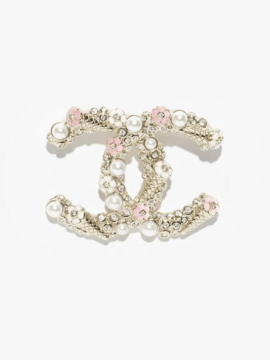 [⭐Sparkve]26C Pink-White Enamel Ice Cream Cone Double C Brooch