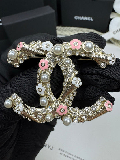 [⭐Sparkve]26C Pink-White Enamel Ice Cream Cone Double C Brooch