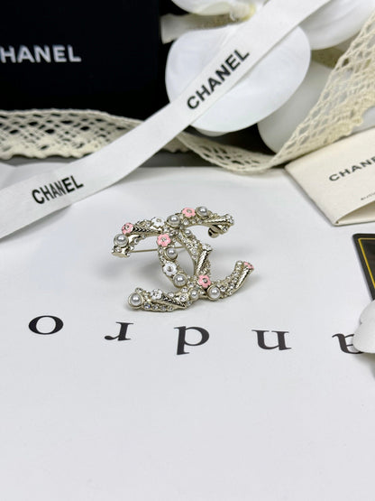 [⭐Sparkve]26C Pink-White Enamel Ice Cream Cone Double C Brooch