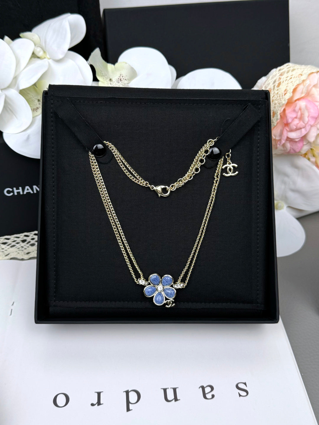 [⭐Sparkve]New Blue Floral Double-Layer Necklace