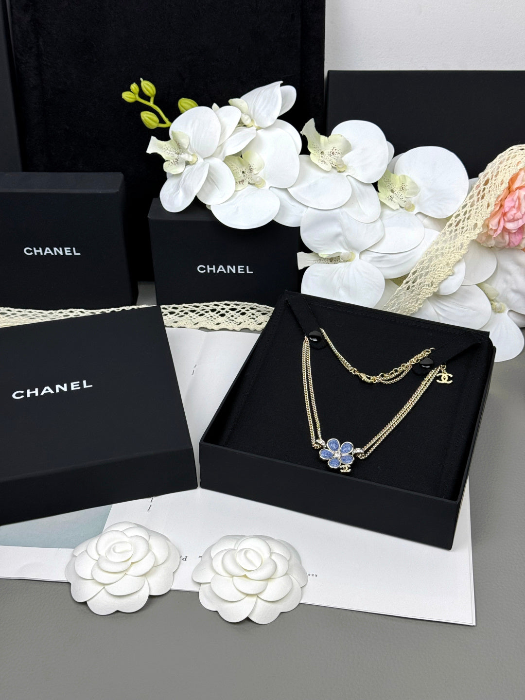 [⭐Sparkve]New Blue Floral Double-Layer Necklace