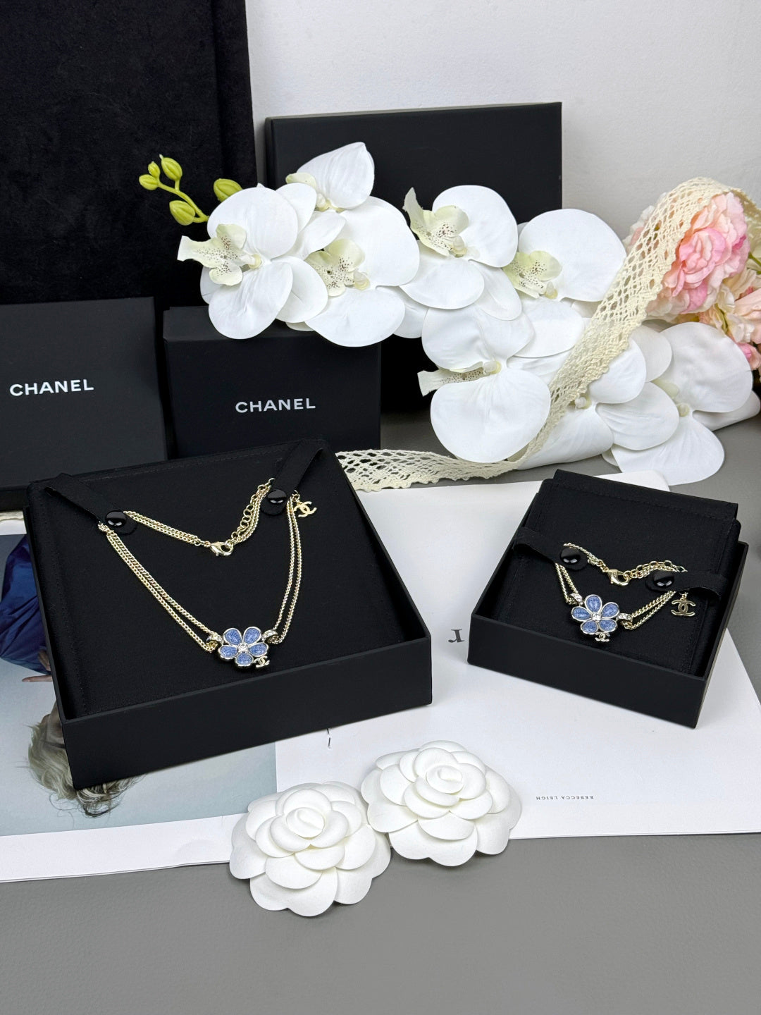 [⭐Sparkve]New Blue Floral Double-Layer Necklace