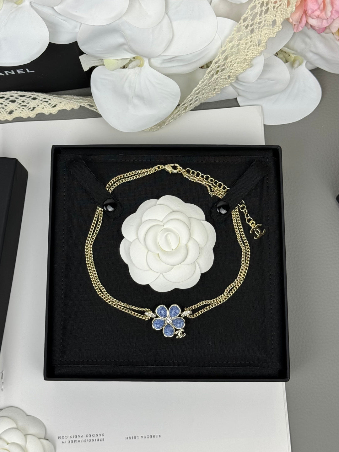 [⭐Sparkve]New Blue Floral Double-Layer Necklace