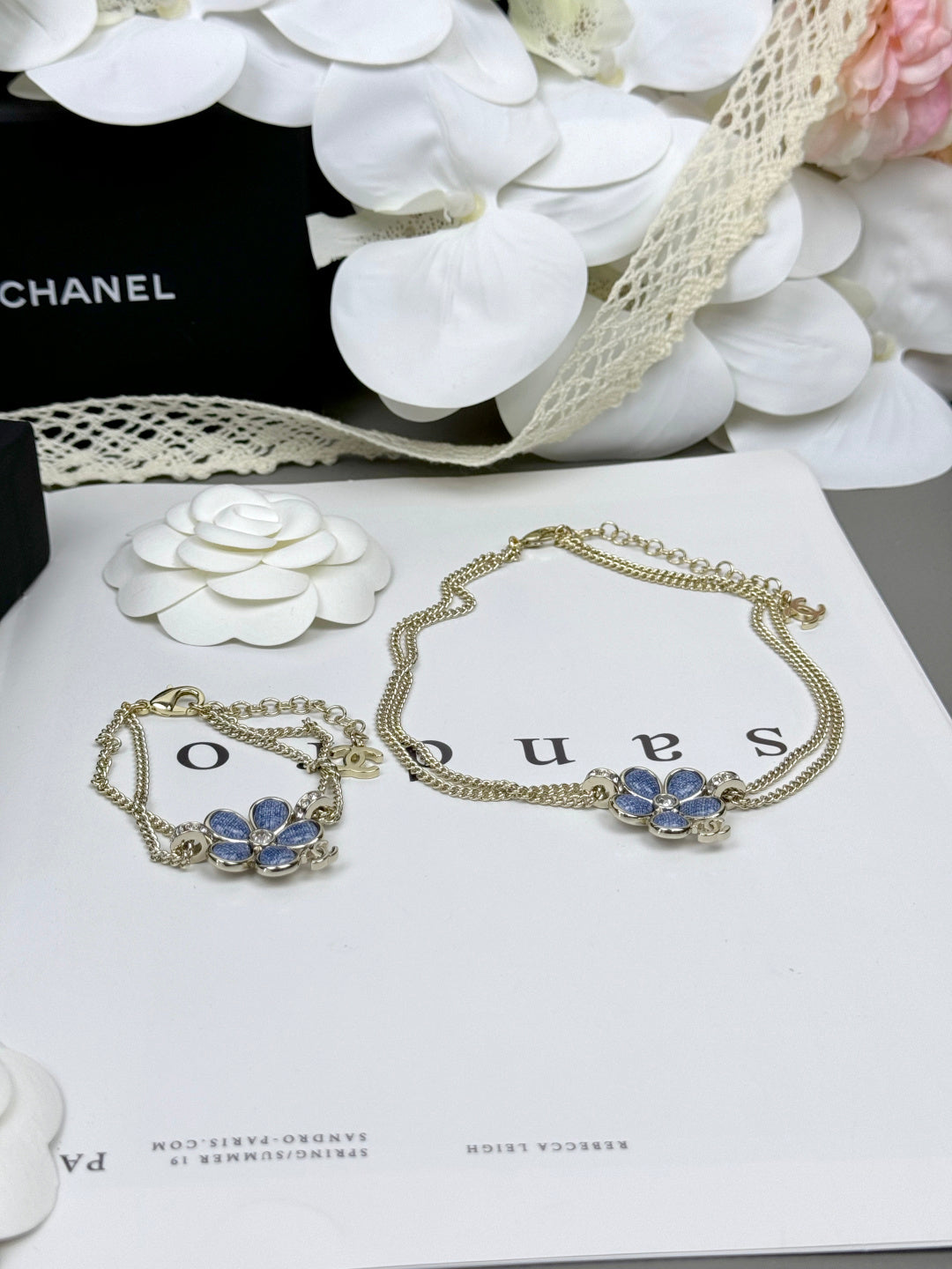 [⭐Sparkve]New Blue Floral Double-Layer Necklace