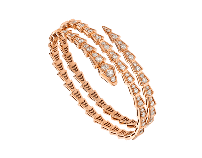 [⭐Sparkve]SERPENTI BRACELET PINK GOLD DIAMOND DOUBLE ROW