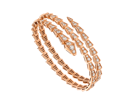[⭐Sparkve]SERPENTI BRACELET PINK GOLD DIAMOND DOUBLE ROW
