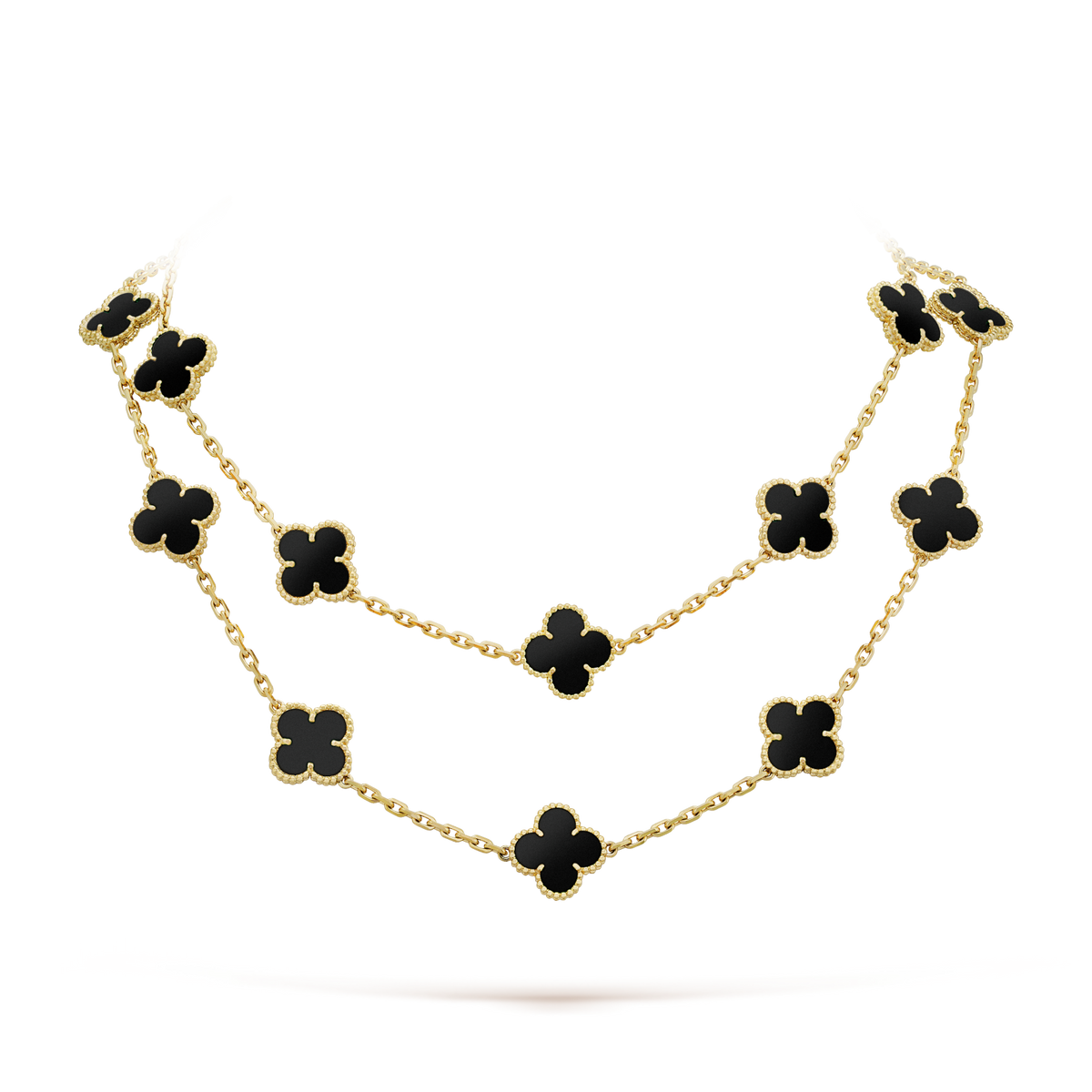 [⭐Sparkve]CLOVER 20 MOTIFS ONYX NECKLACE