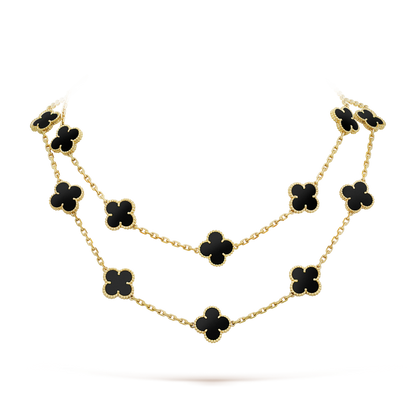 [⭐Sparkve]CLOVER 20 MOTIFS ONYX NECKLACE
