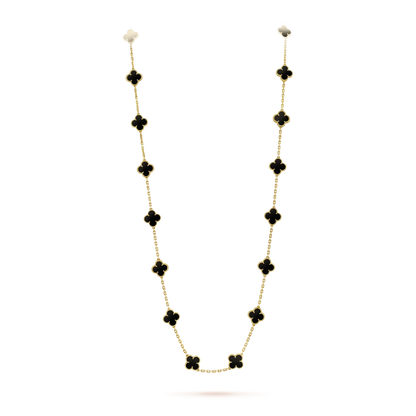 [⭐Sparkve]CLOVER 20 MOTIFS ONYX NECKLACE