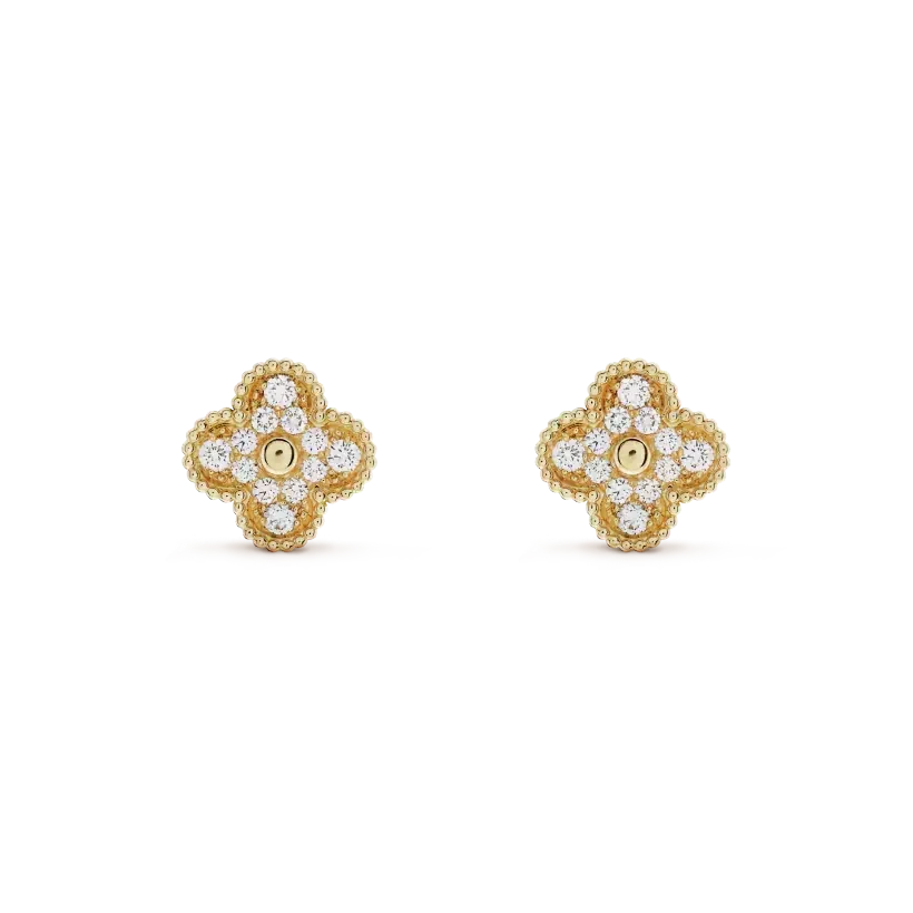 [⭐Sparkve]CLOVER MEDIUM 1 MOTIFS FUll DIAMOND EARRINGS