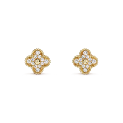 [⭐Sparkve]CLOVER MEDIUM 1 MOTIFS FUll DIAMOND EARRINGS