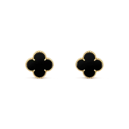 [⭐Sparkve]CLOVER MEDIUM 1 MOTIFS  ONYX STUD EARRINGS