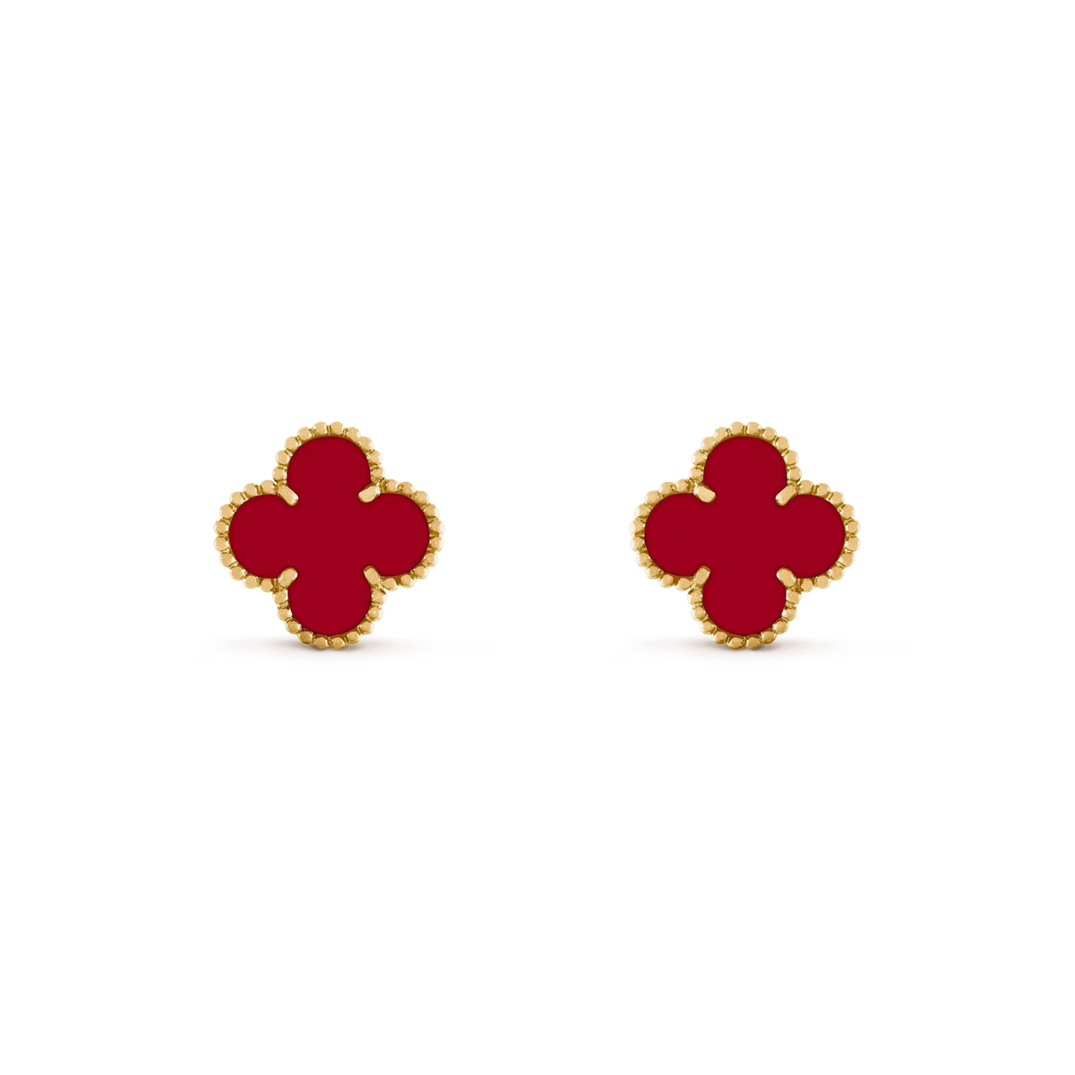 [⭐Sparkve]CLOVER MEDIUM 1 MOTIFS CARNELIAN  EARRINGS
