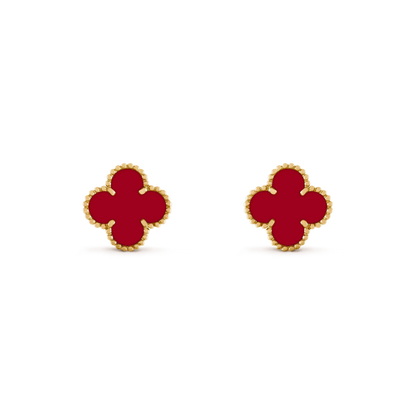 [⭐Sparkve]CLOVER MEDIUM 1 MOTIFS CARNELIAN  EARRINGS
