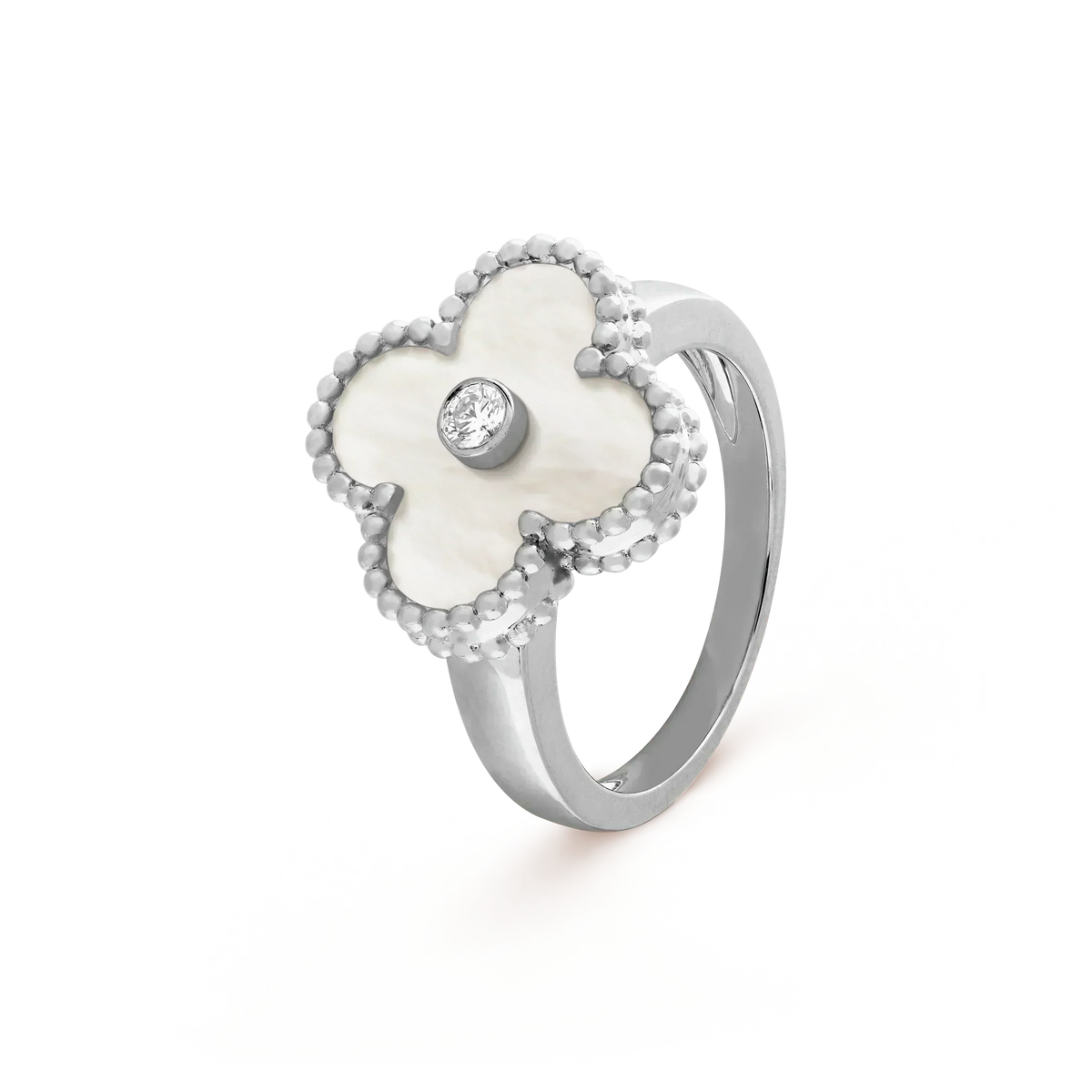 [⭐Sparkve]CLOVER SILVER MOP DIAMOND RING