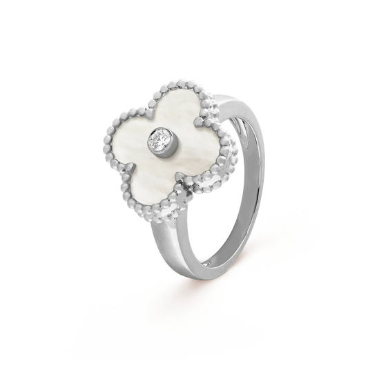 [⭐Sparkve]CLOVER SILVER MOP DIAMOND RING