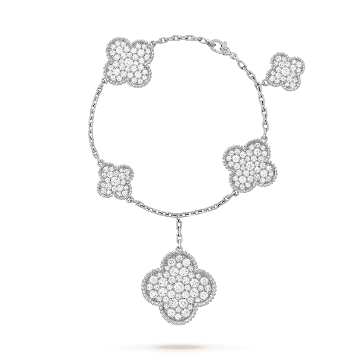[⭐Sparkve]CLOVER 6 MOTIFS SILVER DIAMOND BRACELET