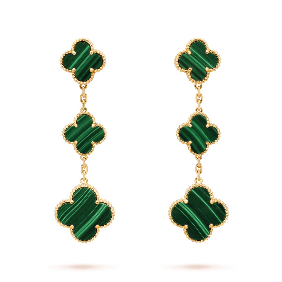 [⭐Sparkve]CLOVER MALACHITE 3 MOTIFS GOLD