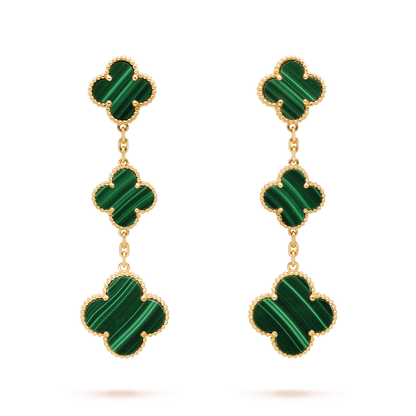 [⭐Sparkve]CLOVER MALACHITE 3 MOTIFS GOLD