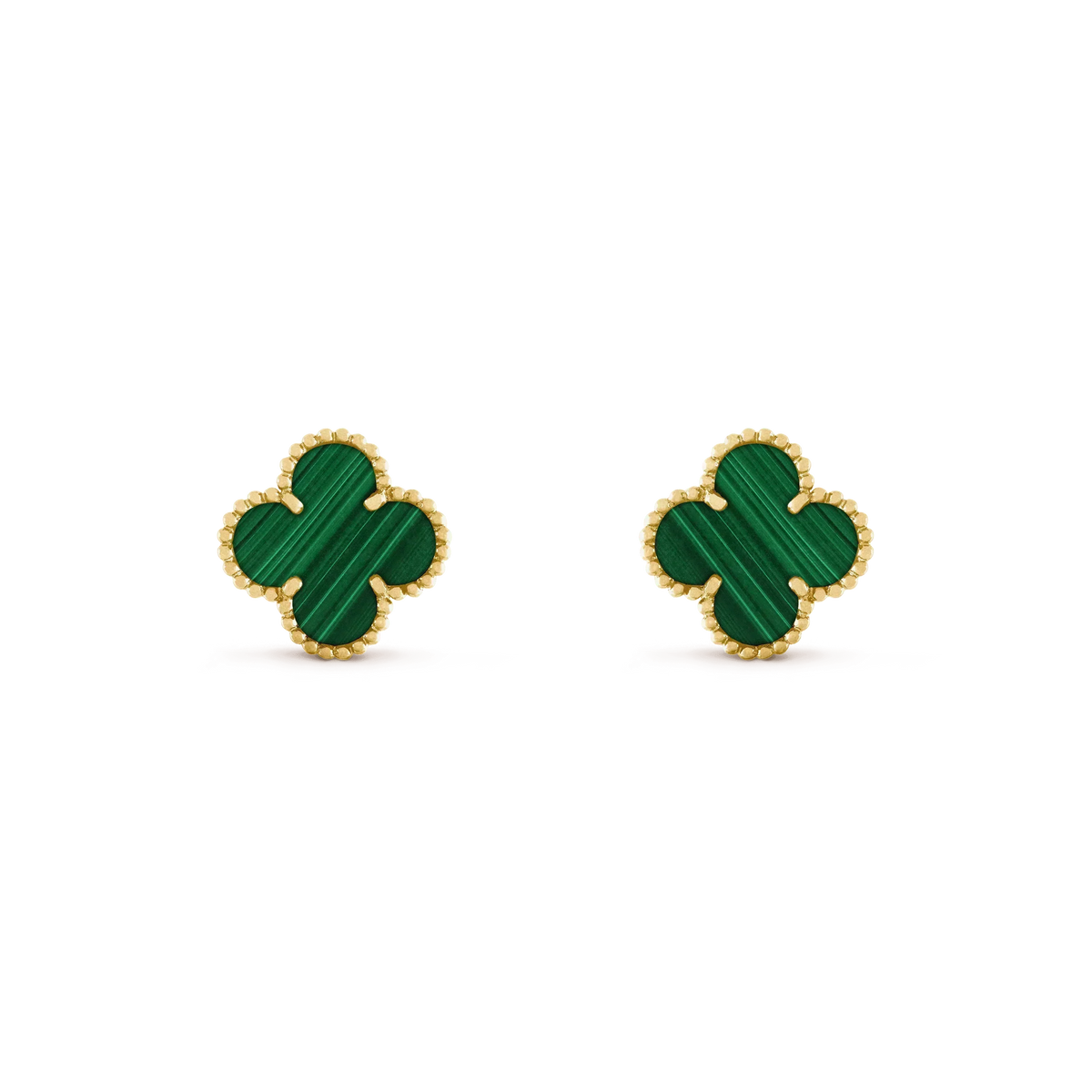 [⭐Sparkve]CLOVER MEDIUM 1 MOTIFS MALACHITE  EARRINGS