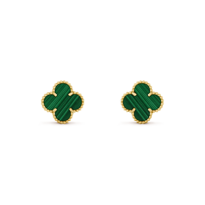 [⭐Sparkve]CLOVER MEDIUM 1 MOTIFS MALACHITE  EARRINGS