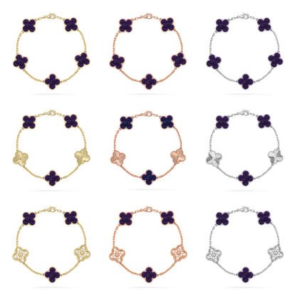 [⭐Sparkve]CLOVER 5 MOTIF PURPLE STRIPES BRACELET COLLECTION
