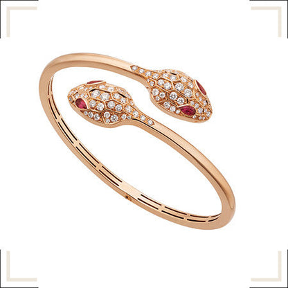 [⭐Sparkve]SERPENTI BRACELET PINK GOLD DIAMOND DOUBLE SNAKE