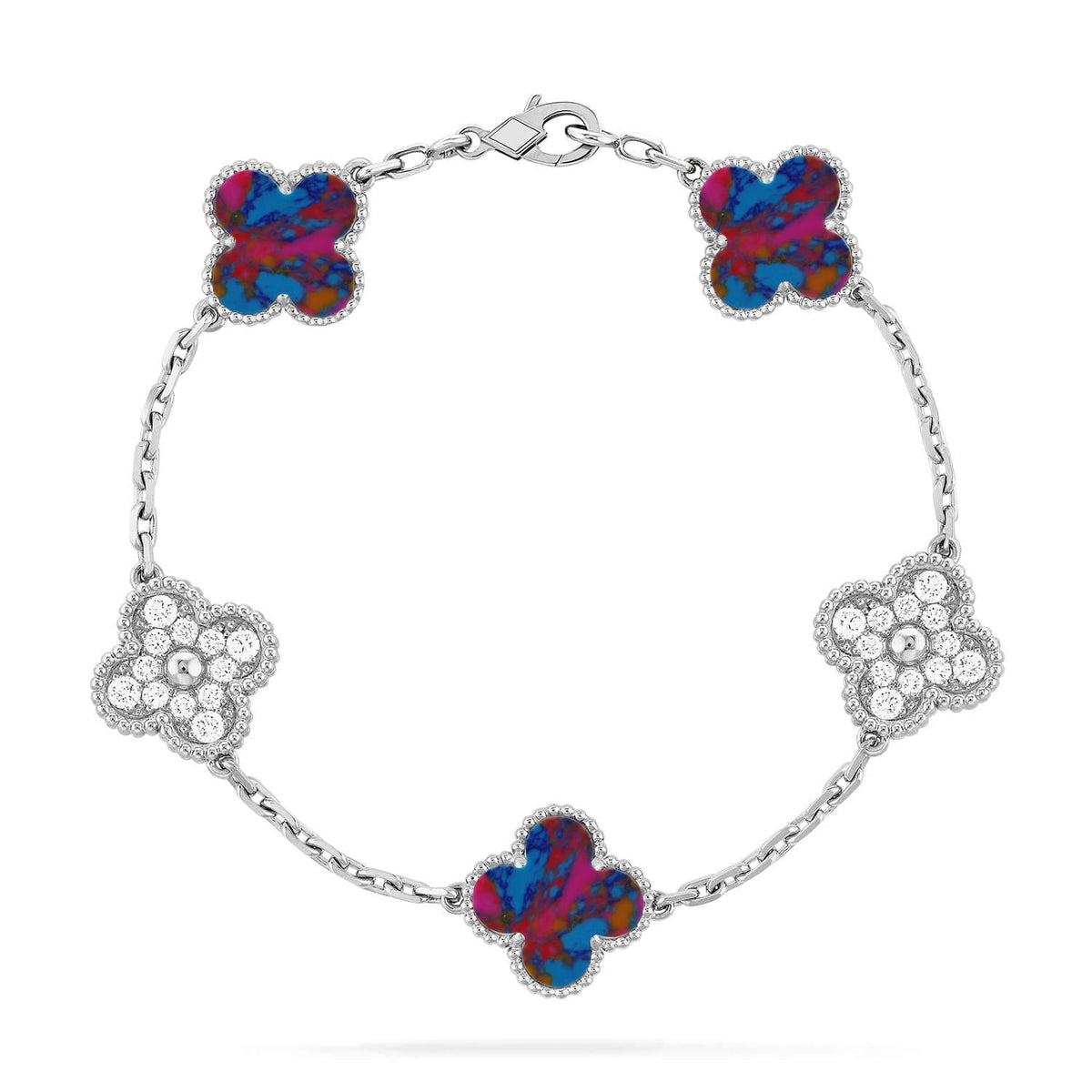 [⭐Sparkve]CLOVER 5 MOTIF COLOR GEMSTONES BRACELET COLLECTION