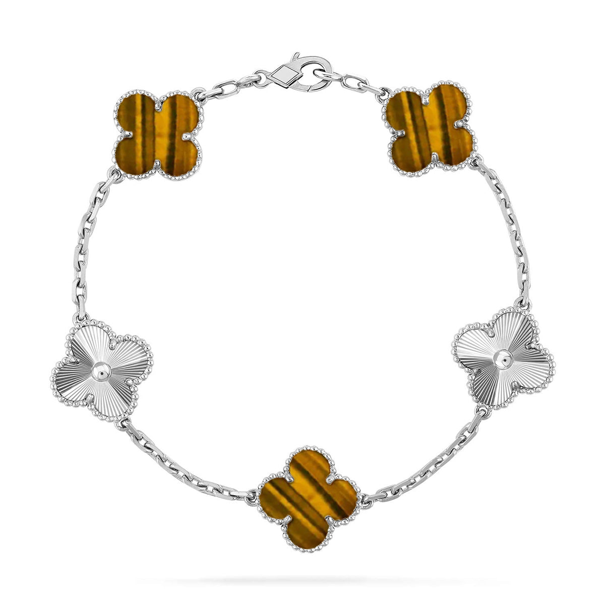[⭐Sparkve] CLOVER 5 MOTIFS TIGER EYE BRACELET COLLECTION
