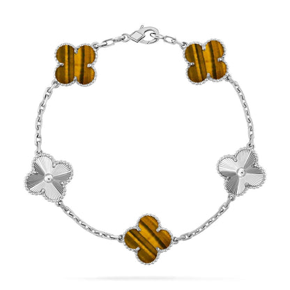 [⭐Sparkve] CLOVER 5 MOTIFS TIGER EYE BRACELET COLLECTION