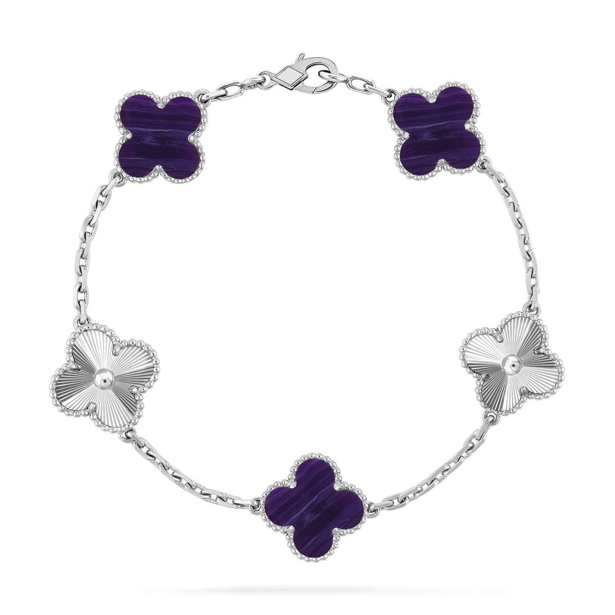 [⭐Sparkve]CLOVER 5 MOTIF PURPLE STRIPES BRACELET COLLECTION