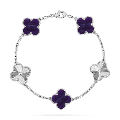 [⭐Sparkve]CLOVER 5 MOTIF PURPLE STRIPES BRACELET COLLECTION