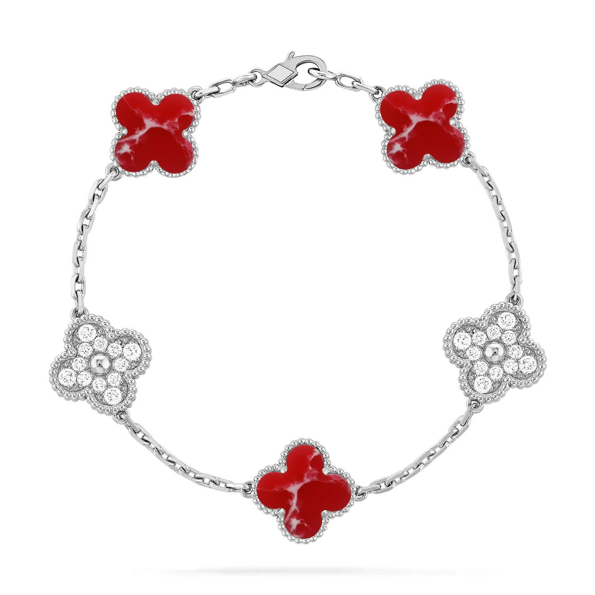 [⭐Sparkve]CLOVER 5 MOTIF RED PATTERN BRACELET COLLECTION
