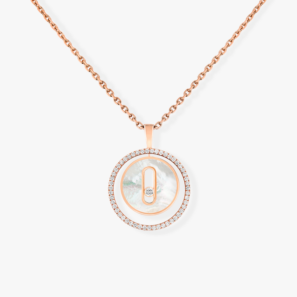 [⭐Sparkve]Demo MOVE 1 DIAMOND WHITE MOTHER OF PEARL PINK GOLD DIAMOND NECKLACE